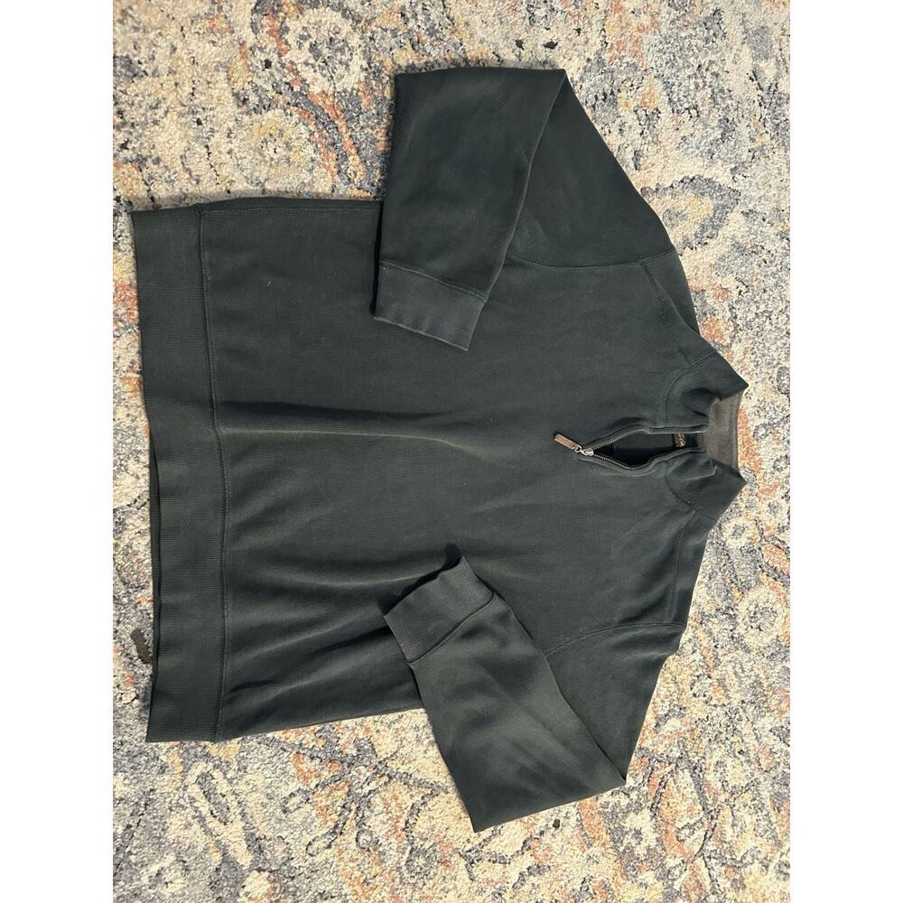 Tasso Elba Black Quarter Zip Pullover Sweater L Cotton